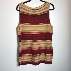 Ralph Lauren Women’s Linen Cotton Blend Dress or Top XL Striped Desert Red